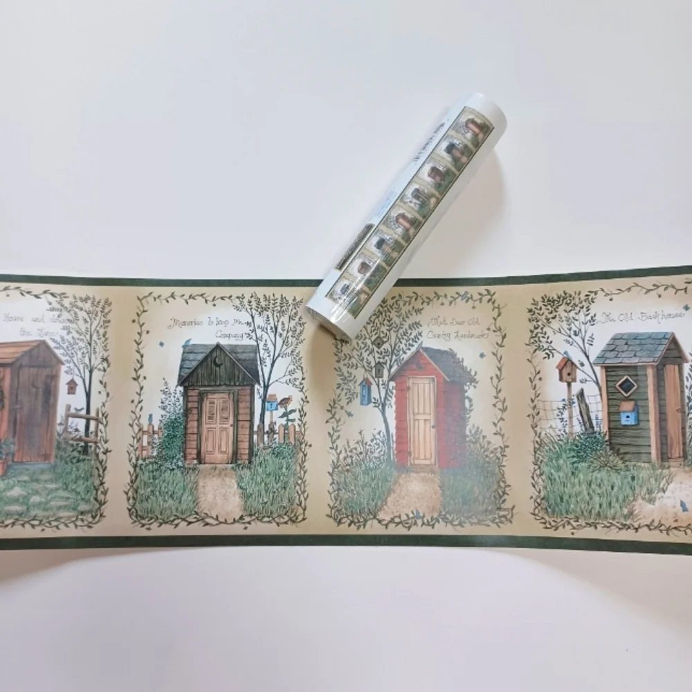 Wallpaper Border Country Portrait Blocks Outhouse Bathroom